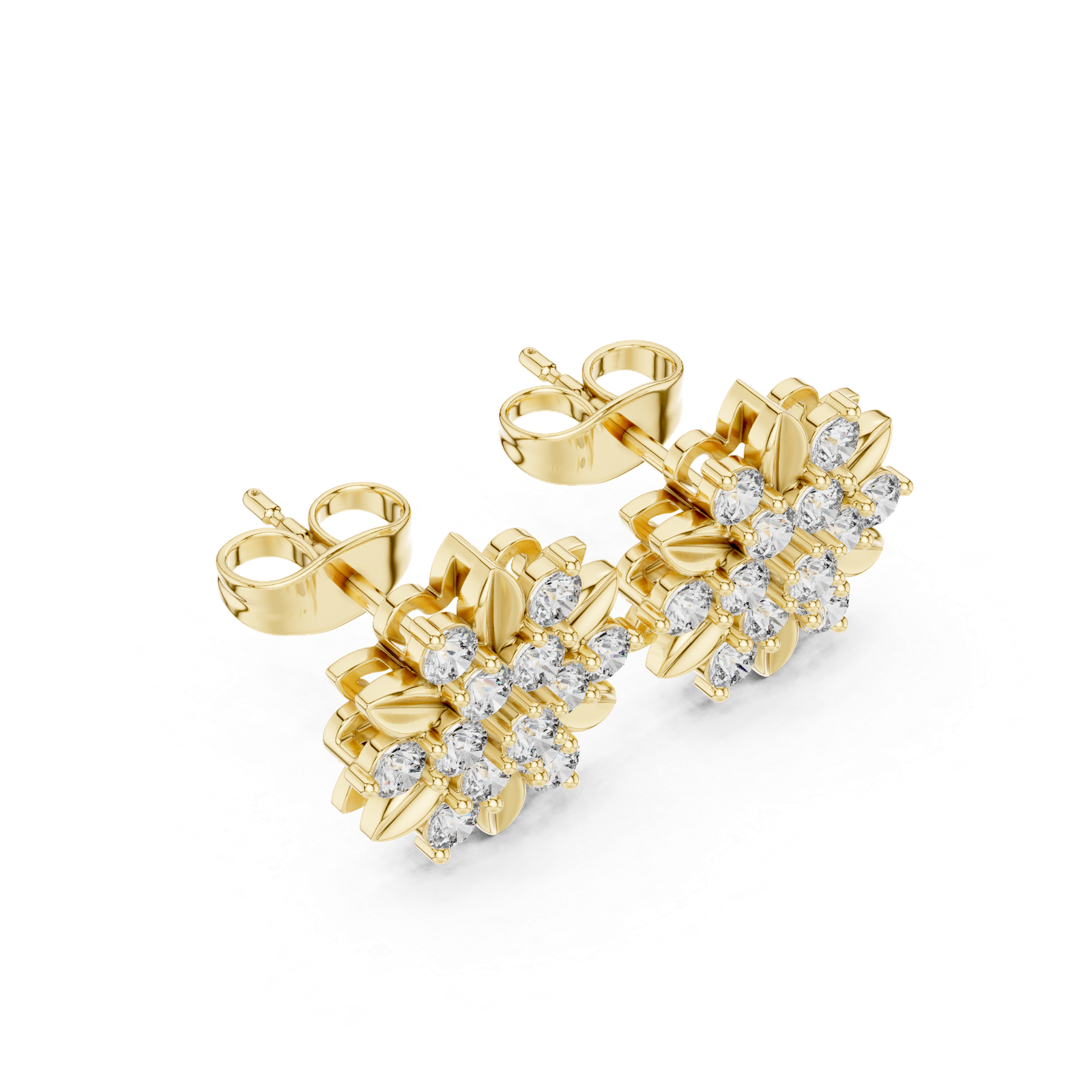 18kt Yellow Gold Diamond Studded Earrings - GJPJER16