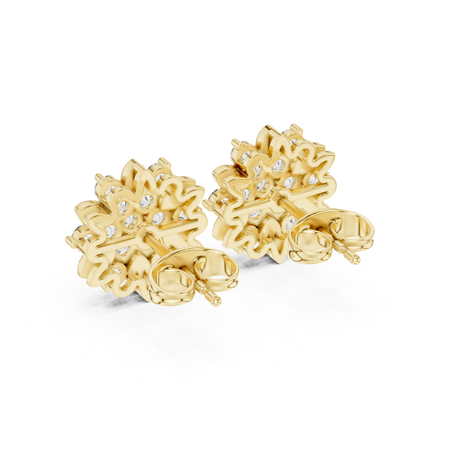 18kt Yellow Gold Diamond Studded Earrings - GJPJER16