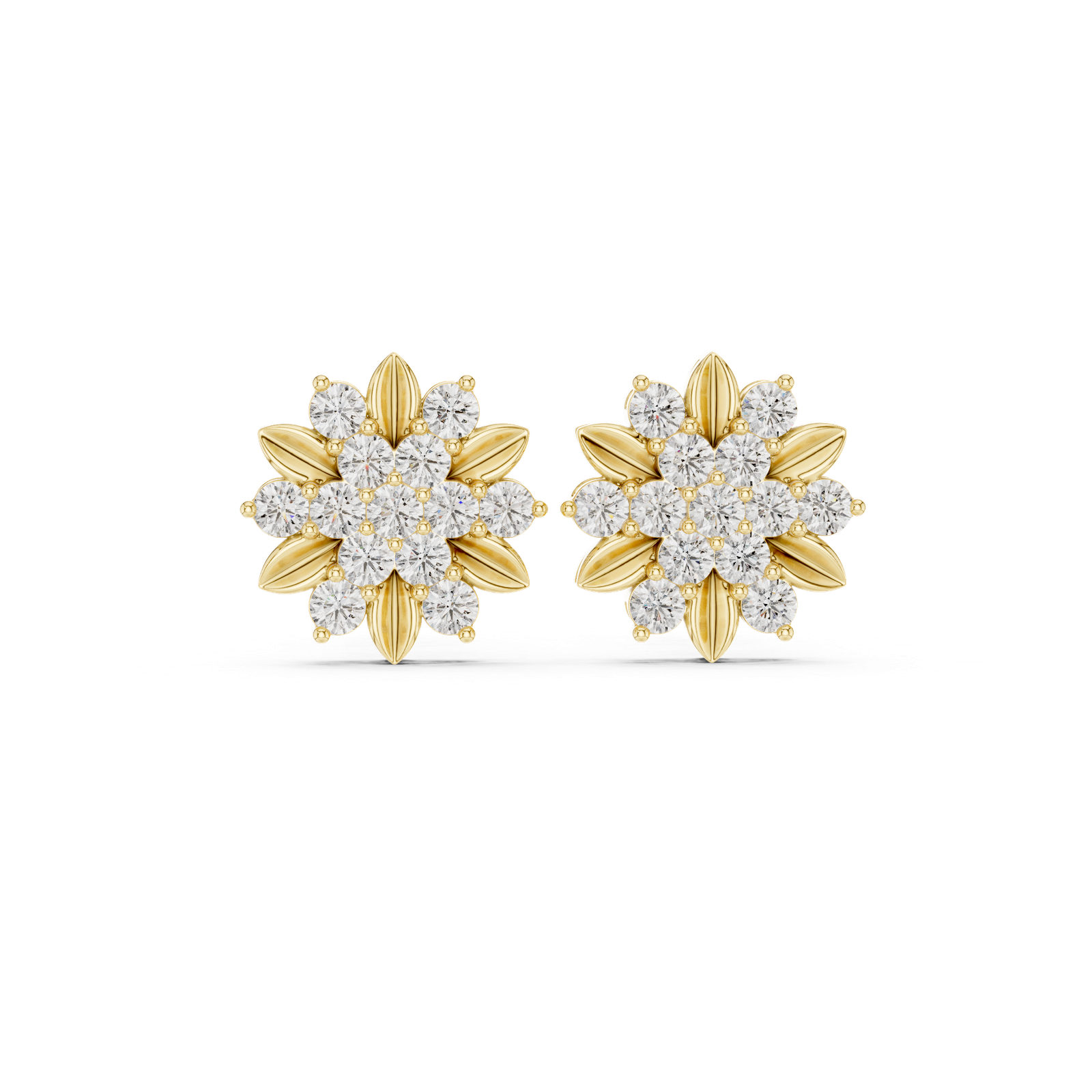 18kt Yellow Gold Diamond Studded Earrings - GJPJER16