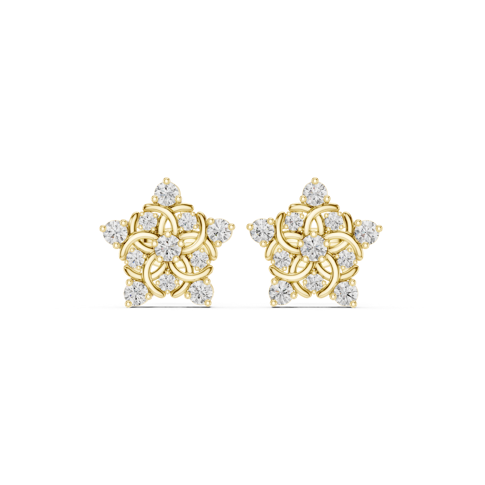 18kt Yellow Gold Diamond Studded Earrings - GJPJER21