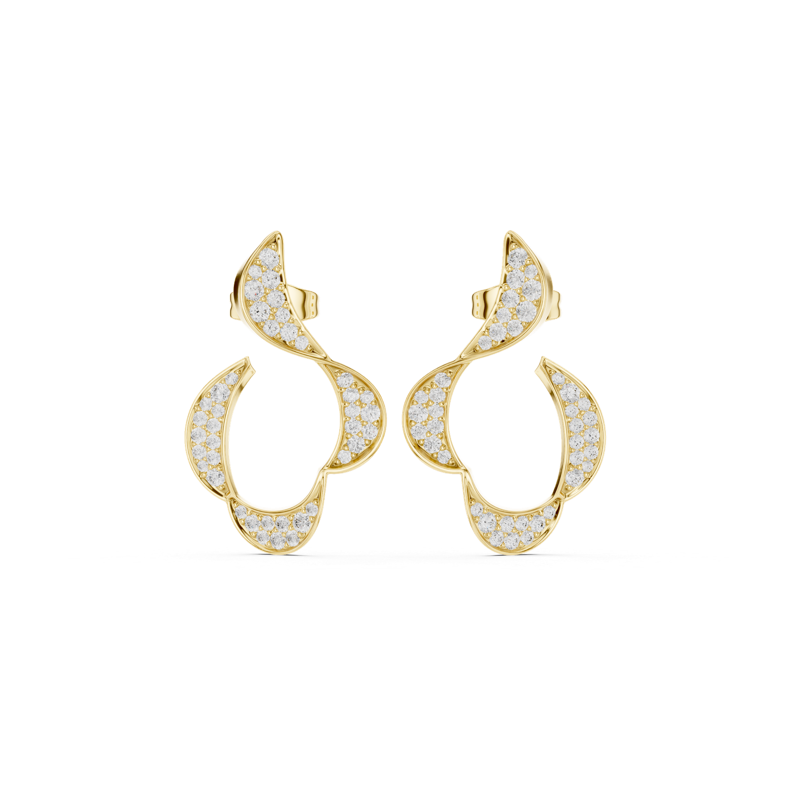 18kt Yellow Gold Diamond Studded Earrings - GJPJER32