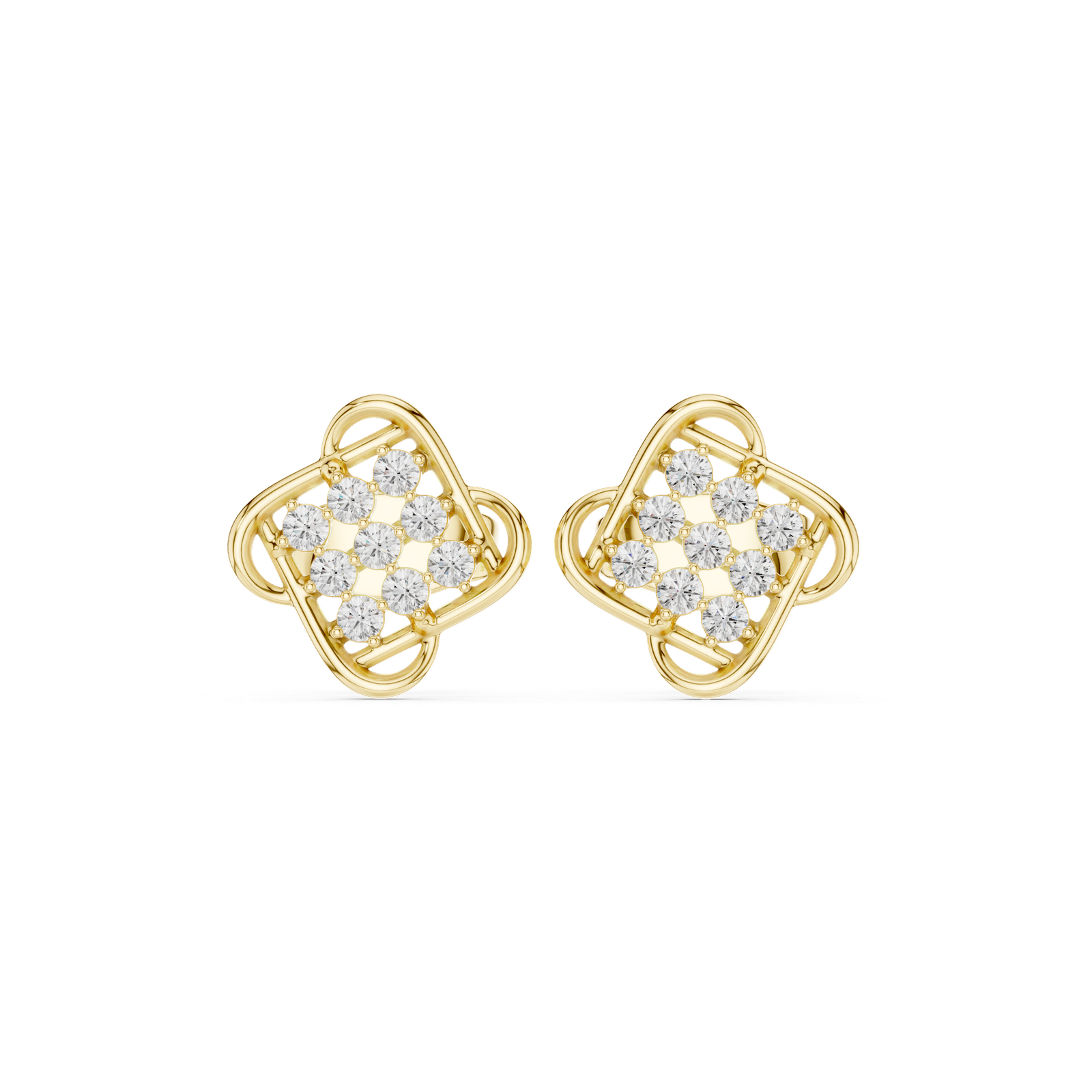 18kt Yellow Gold Diamond Studded Earrings - GJPJER33
