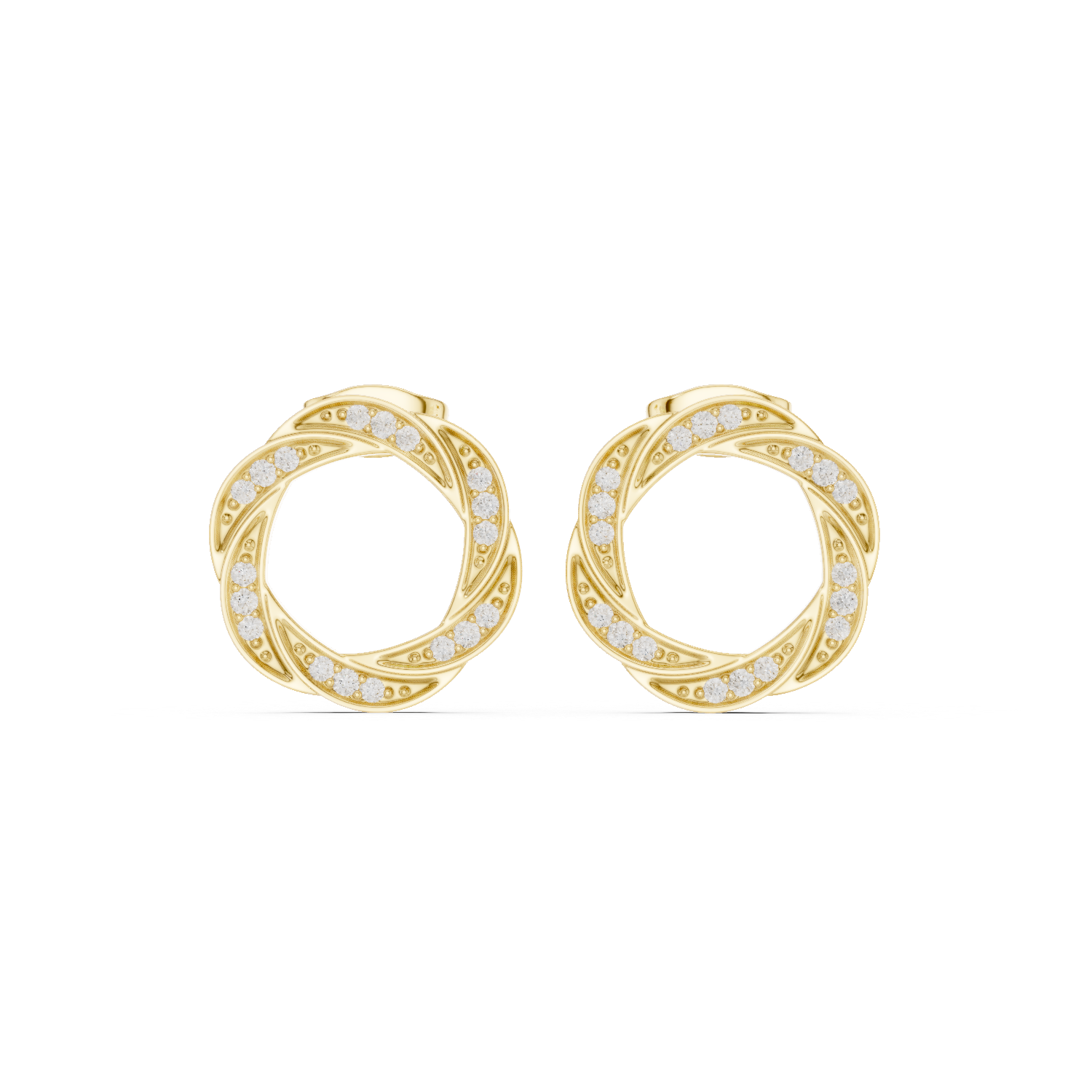 18kt Yellow Gold Diamond Studded Earrings - GJPJER34