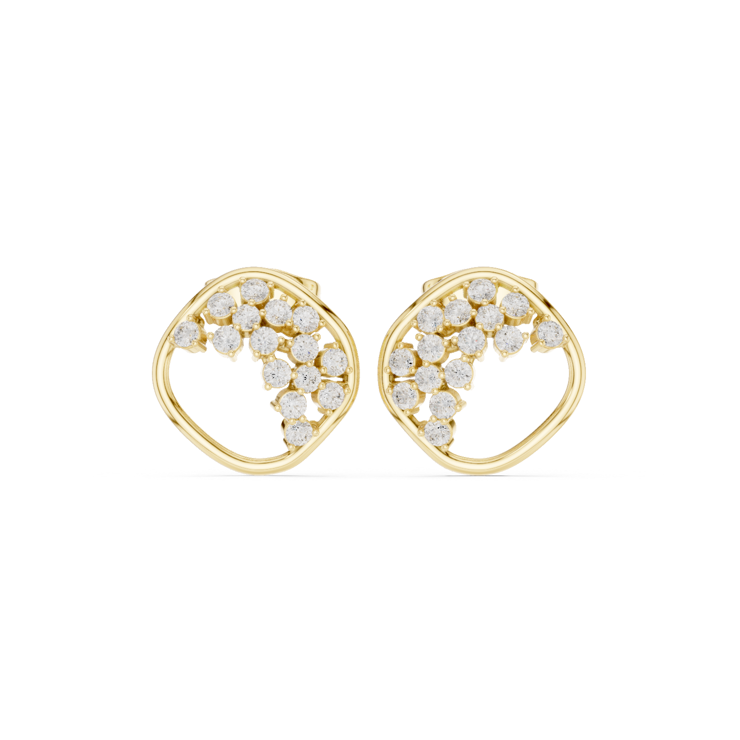 18kt Yellow Gold Diamond Studded Earrings - GJPJER38