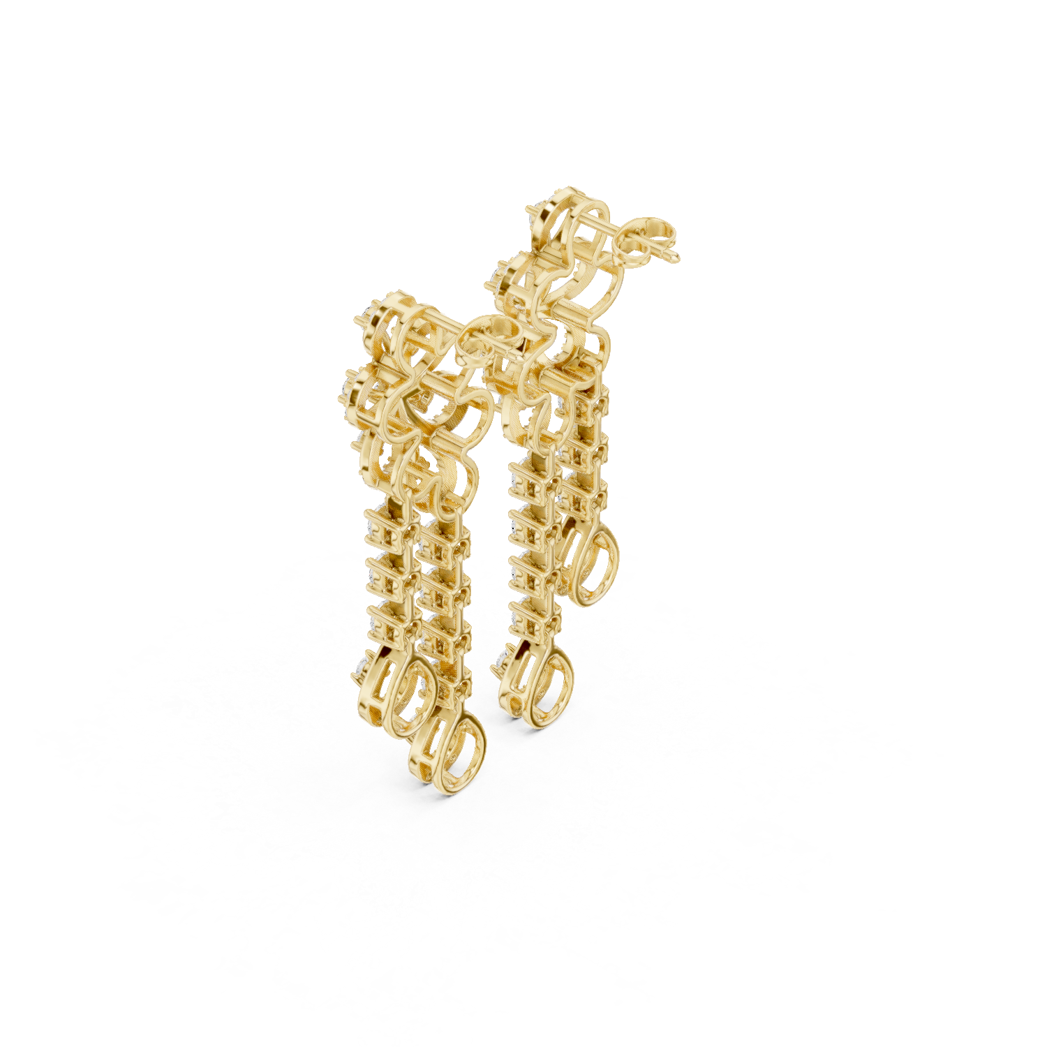 18kt Yellow Gold Diamond Studded Earrings - GJPJER42