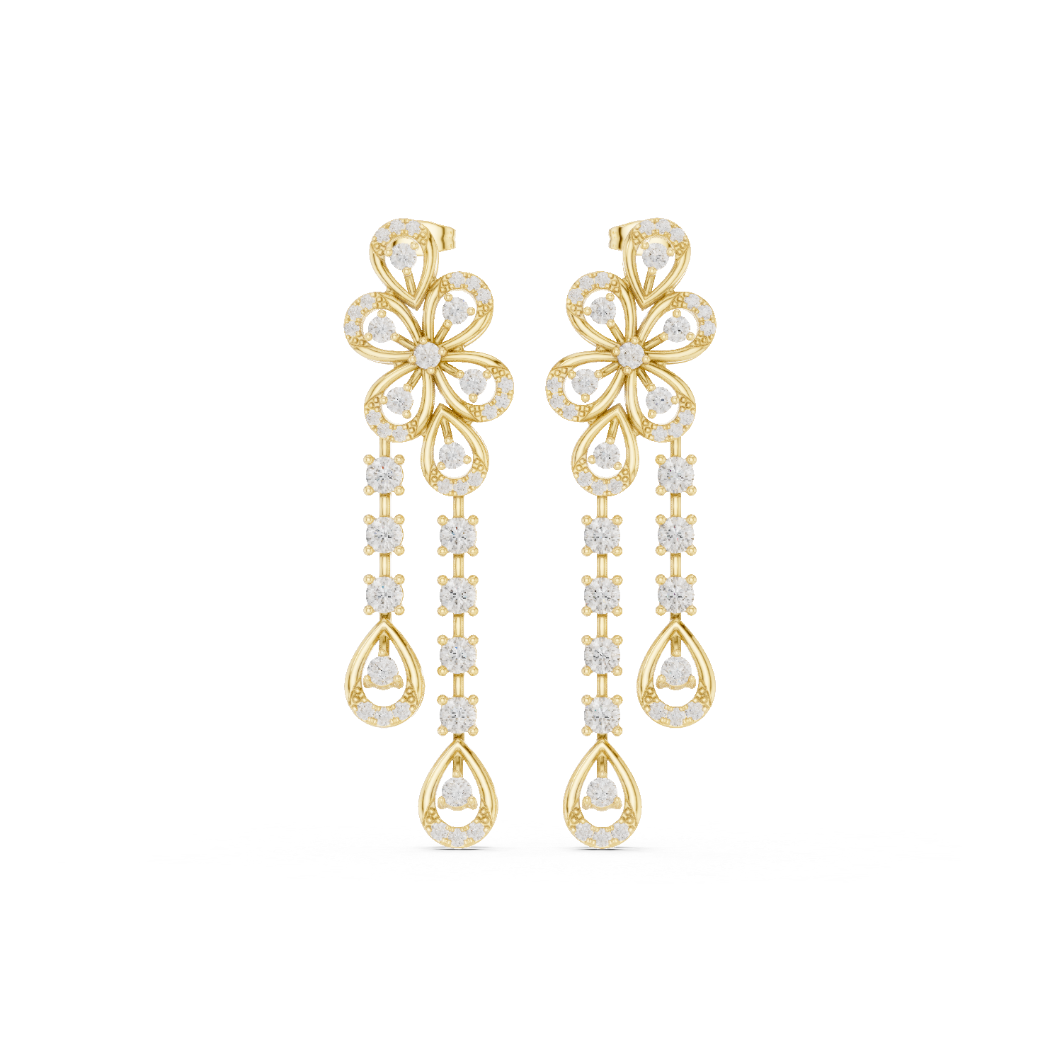 18kt Yellow Gold Diamond Studded Earrings - GJPJER42